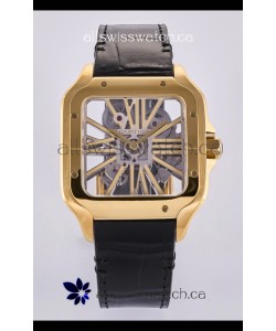 Santos De Cartier Super Clone Watch in Skeleton Dial Rose Yellow Case