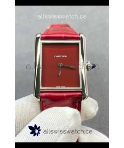 Cartier Tank Louis 25MM Swiss Quartz Red Dial Watch 