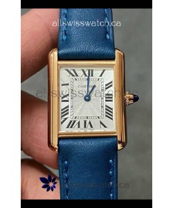Cartier Tank Louis 22MM Swiss Quartz Gold Casing Blue Strap Watch 