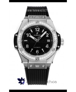 Hublot Big Bang One Click moissanite Bezel Super Clone Watch Black Dial