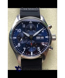 IWC PILOT'S Chronograph Blue Dial Rubber Strap Super Clone Watch 