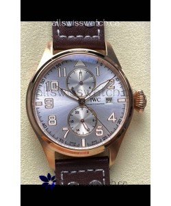 IWC PILOT'S Monopusher Rose Gold Steel Dial Replica Watch 