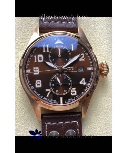 IWC PILOT'S Monopusher Rose Gold Brown Dial Replica Watch 