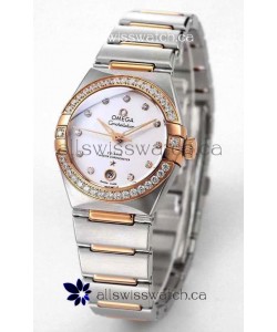 Omega Constellation 29MM Two Tone Rose Gold White Dial Automatic Super Clone Watch 