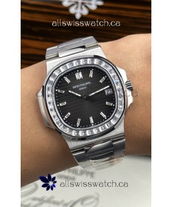 Patek Philippe Nautilus 5723 Black Dial White Sapphires Super Clone Watch 