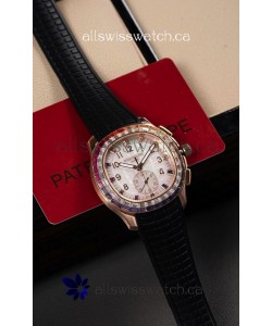 Patek Philippe Aquanaut 7968 Rose Gold Black Strap Super Clone Watch 