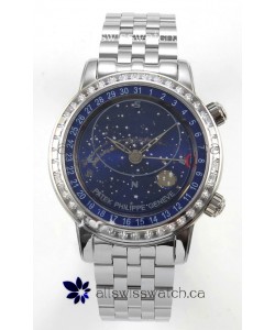 Patek Philippe Grand Complications 6102 Blue Dial Steel Strap Super Clone Watch 