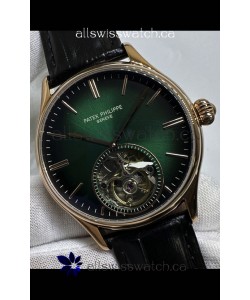 Patek Philippe Japanese Tourbillon Rose Gold Green Dial Japanese Replica Watch 