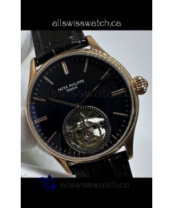 Patek Philippe Japanese Tourbillon Rose Gold Black Dial Japanese Replica Watch 