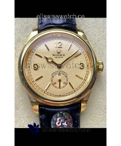 Rolex 1908 Perpetual in Yellow Gold Casing Gold Dial Swiss Replica Watch 