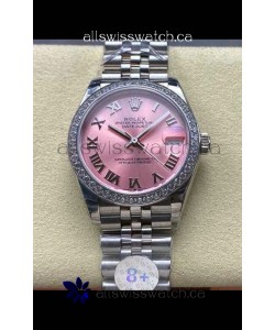 Rolex Super Clone Datejust 31MM Pink Roman Dial Steel Case Super Clone Watch 