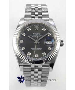 Datejust Super Clone 126334 Grey Diamonds Dial 41MM FREE SPRUNG MVMNT 3235 Watch 