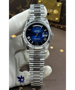 Rolex Day Date 228236 Stainless Steel Blue Ombre Roman Dial Super Clone Watch 