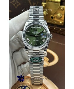 Rolex Day Date 228236 Stainless Steel Green Roman Dial Super Clone Watch 