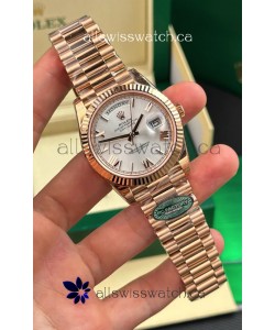 Rolex Day Date 228236 Rose Gold Steel Roman Dial Super Clone Watch 