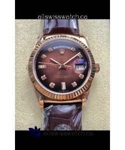Rolex Day Date 128235 Rose Gold Brown Ombre Dial Super Clone Watch 