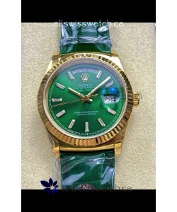 Rolex Day Date 128238 Yellow Gold Green Crystal Dial Super Clone Watch 
