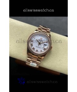Rolex Day Date 128345RBR Rose Gold White Dial Super Clone Watch 