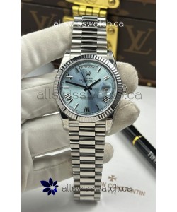 Rolex Day Date 228236 Stainless Steel ICE Blue Dial Super Clone Watch 