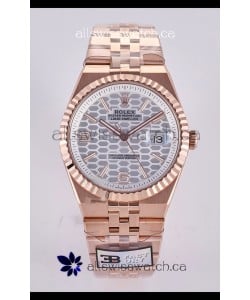 Rolex Land-Dweller 127336 Steel Honeycomb Dial Rose Gold 40MM Super Clone Watch 