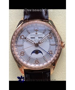 Vacheron Constantin Fiftysix Moonphase Steel Dial Rose Gold Swiss Replica Watch 