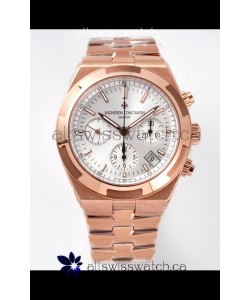 Vacheron Constantin Overseas Chronograph Rose Gold Steel Dial Super Clone Watch 