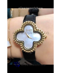 Van Cleef & Arpels Alhambra Yellow Gold Pearl Dial Watch 